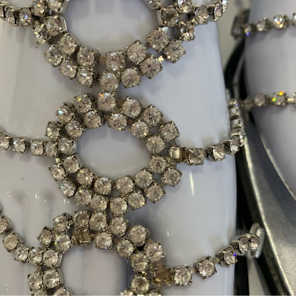 Sesto Meucci size 9 rhinestone sandals in stunning silver with unique heel - Picture 6 of 16